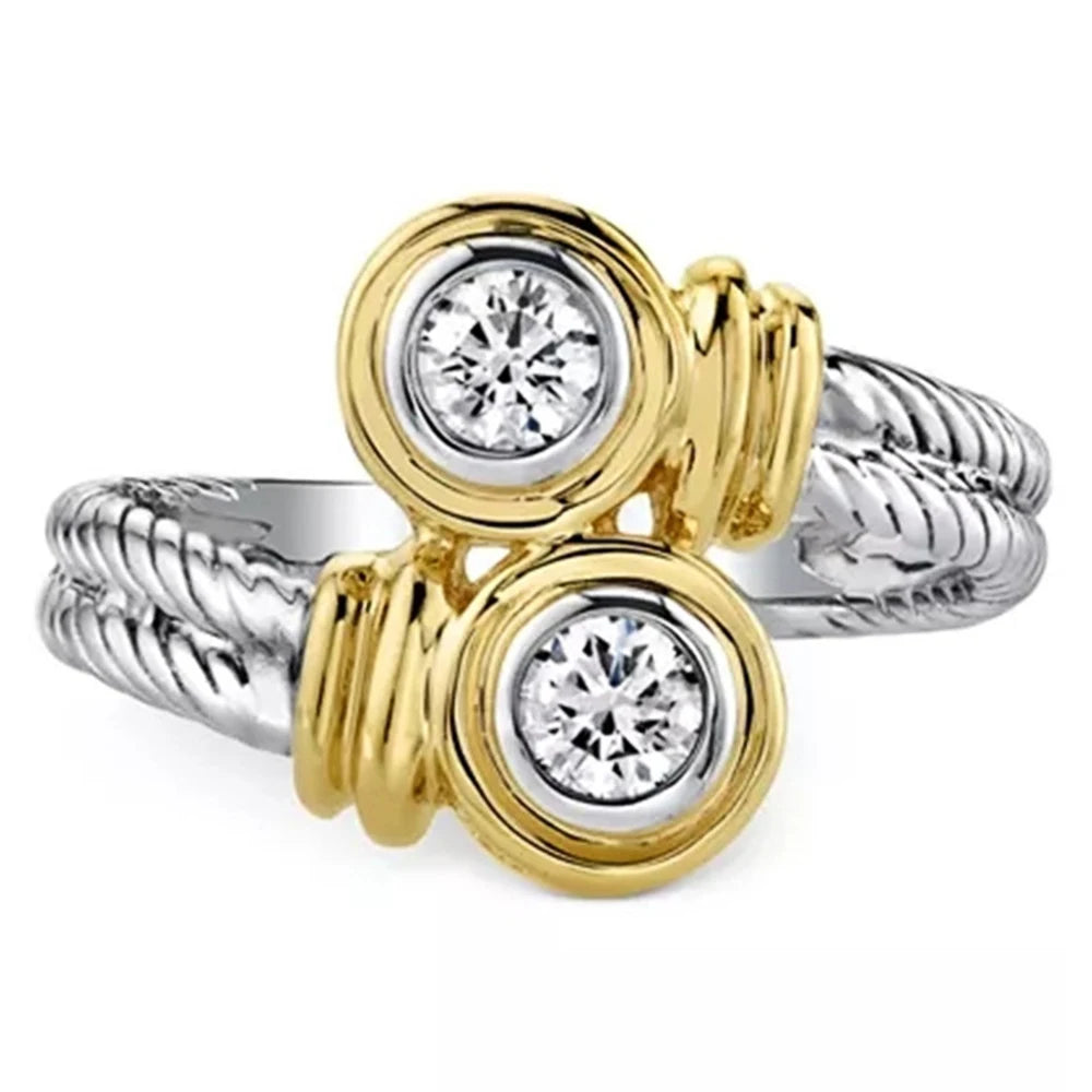 Huitan New Arrival Interlaced Ring with Zipper Design Band Versatile Women Finger-losil