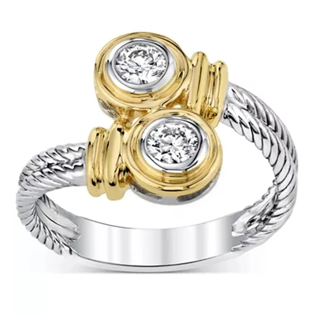 Huitan New Arrival Interlaced Ring with Zipper Design Band Versatile Women Finger-losil