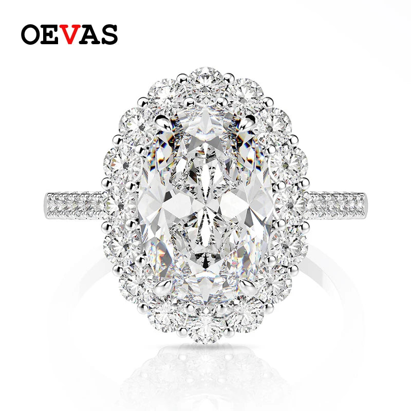 OEVAS 100% 925 Sterling Silver Created Zircon 3CT 8*12 Citrine Sapphire Gemstone-losil