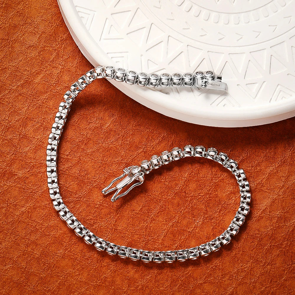 OEVAS 2mm Moissanite Bubble Tennis Bracelet For Women S925 Silver Sparkling Wedding-losil