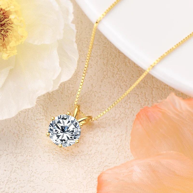 Anziw 18K Gold Plated Jewelry Set 3.0ctw D Color Round Moissanite Real-losil
