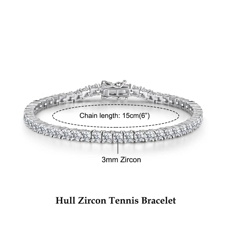 Anziw 3mm 5mm D VVS1 Moissanite Tennis Bracelet Plated 18k White Gold-losil