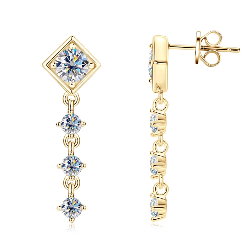 Anziw 5mm&3mm D Moissanite Drop Stud Earrings 925 Silver for Women Gifts-losil