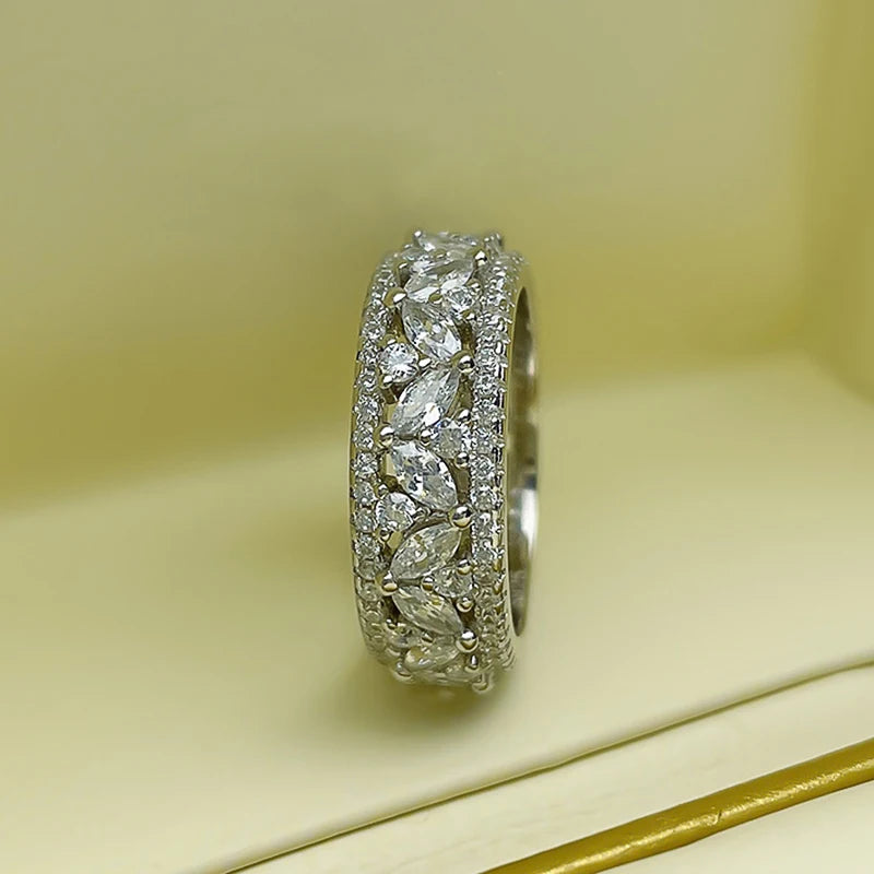 Huitan Gorgeous Brilliant Zirconia Finger Ring Female Wedding Band Graceful Women Engagement-losil