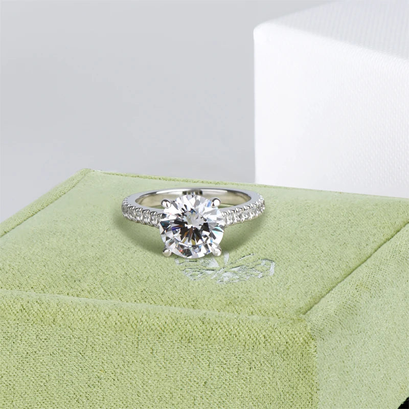 ANZIW 925 Sterling Silver 3ct Round Cut Engagement Rings Sparkling Zirconia Wedding-losil
