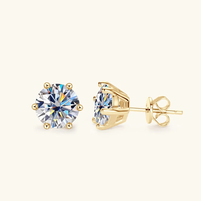 Anziw 18K Gold Plated Jewelry Set 3.0ctw D Color Round Moissanite Real-losil