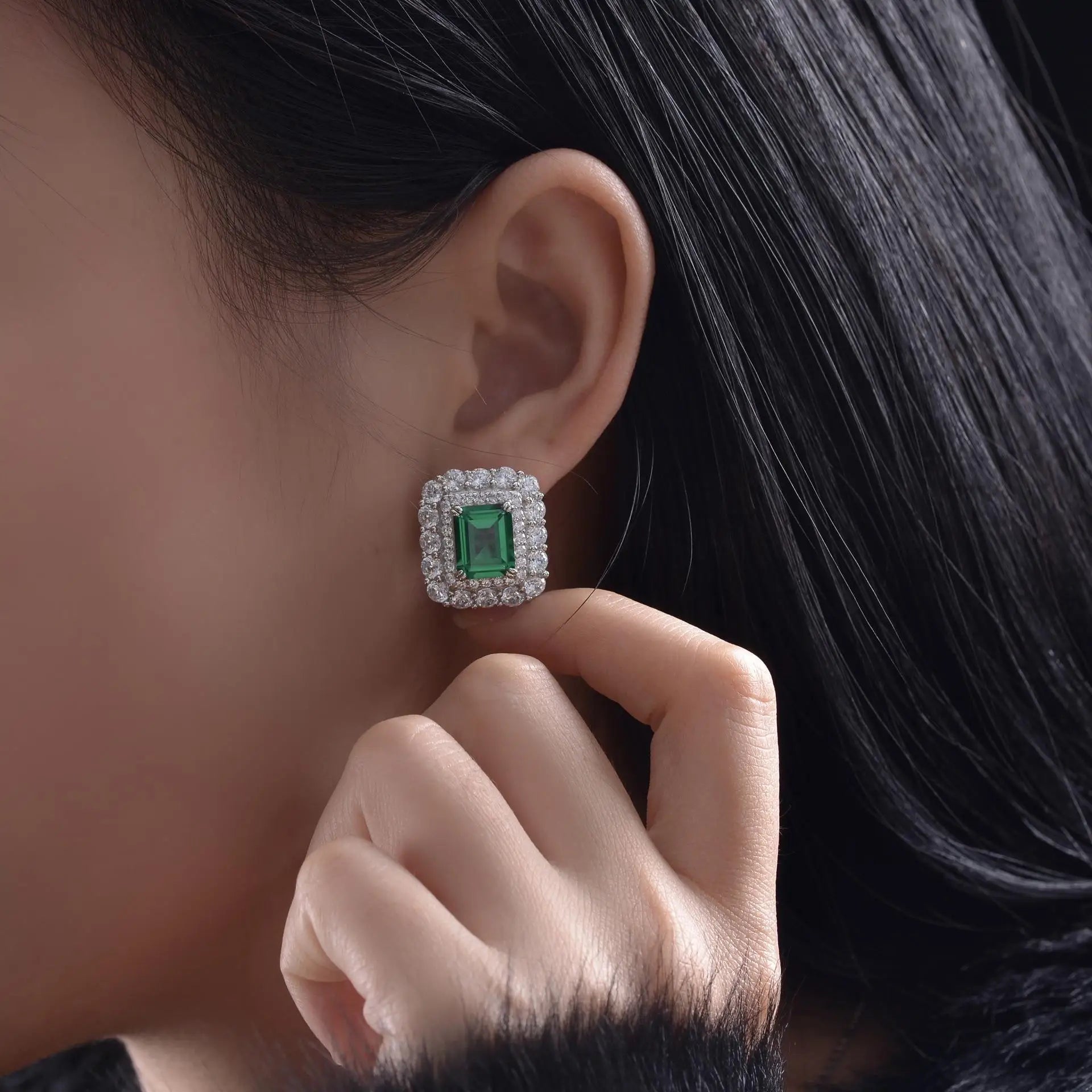 OEVAS 8x10mm High Carbon Diamond Gemstone Earrings for Women 100% 925 Sterling-losil