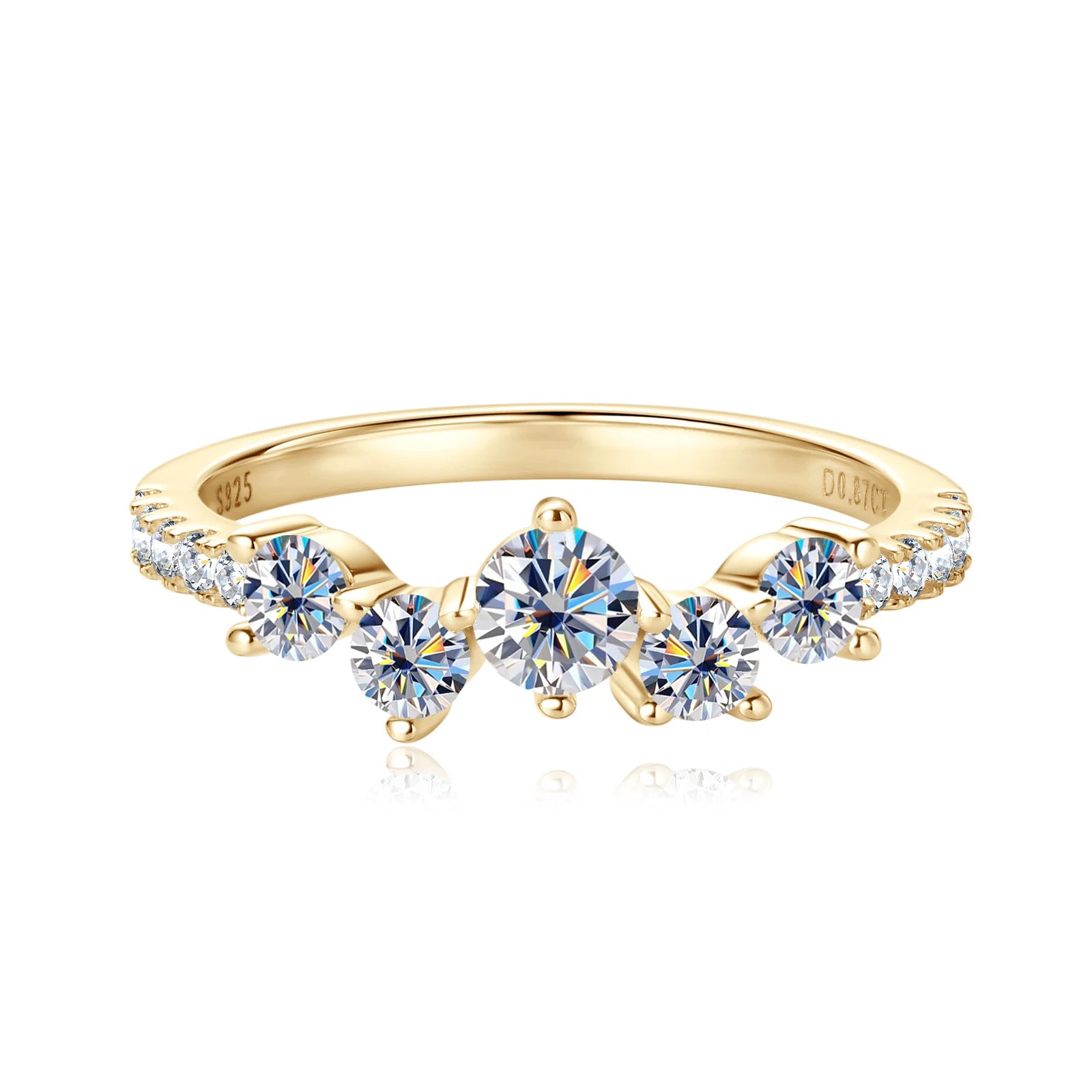 Anziw Real 4mm&3mm&1.6mm Moissanite Engagement Ring Delicate Wedding Rings 925 Silver for-losil