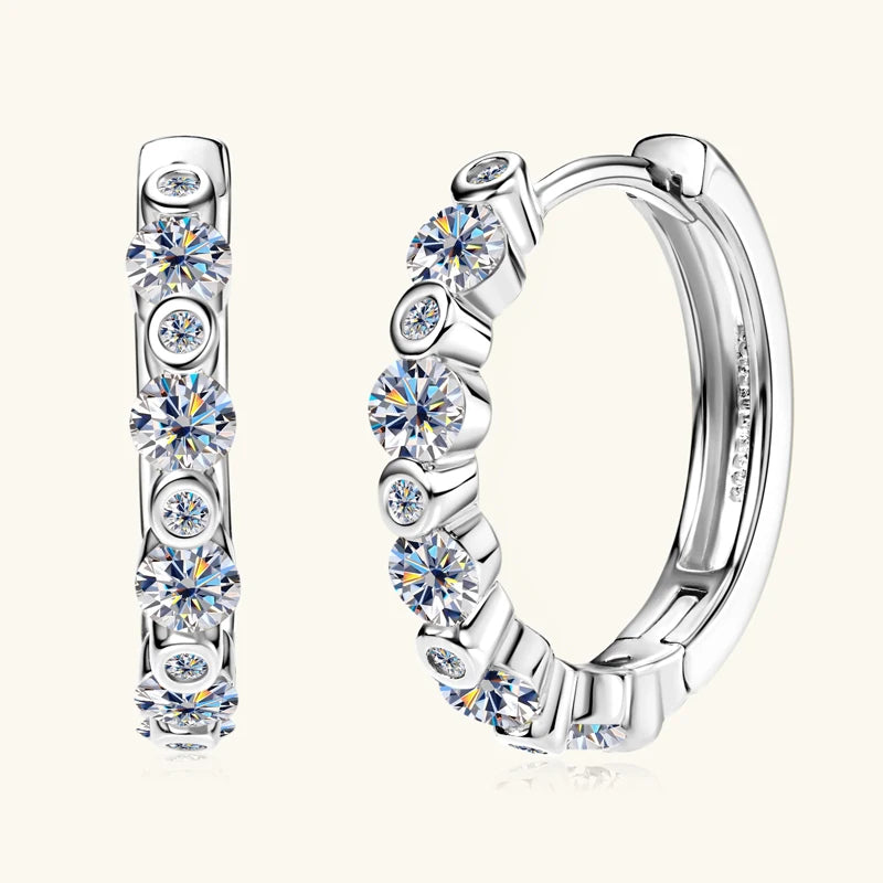 Anziw Real D0.57CT 1.3mm D Moissanite Hoop Earrings for Women 925 Sterling-losil