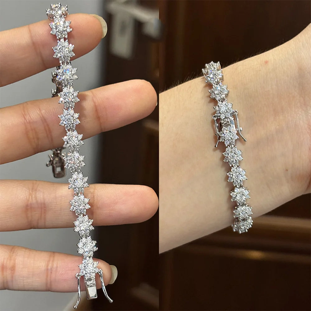 OEVAS Full Moissanite Tennis Bracelet For Woman S925 Silver Certified Lab Diamond-losil