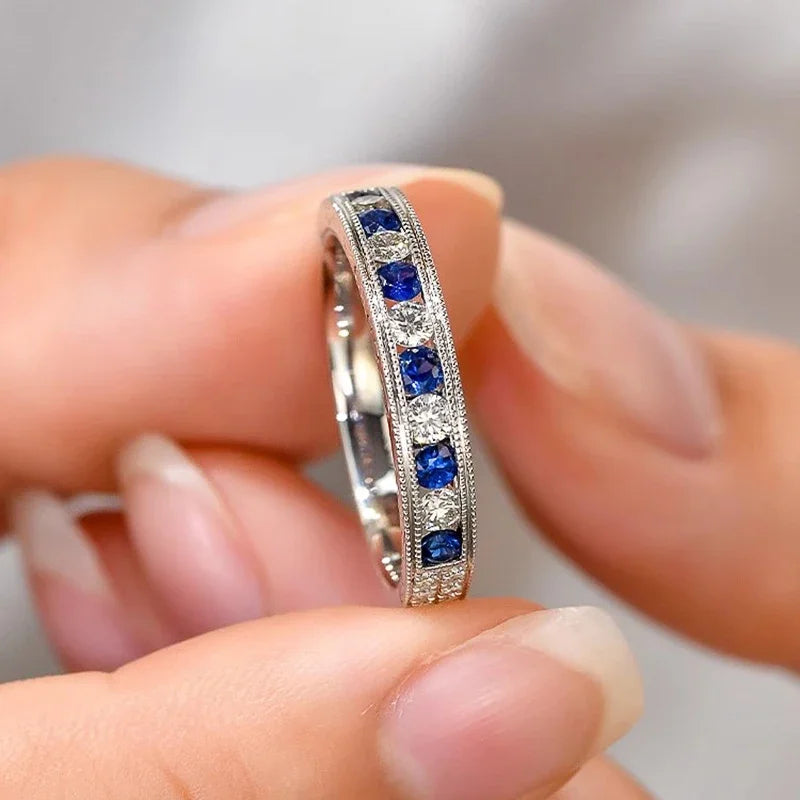Huitan Shiny Blue/White Cubic Zirconia Rings for Women Novel Creative Attractive Female-losil