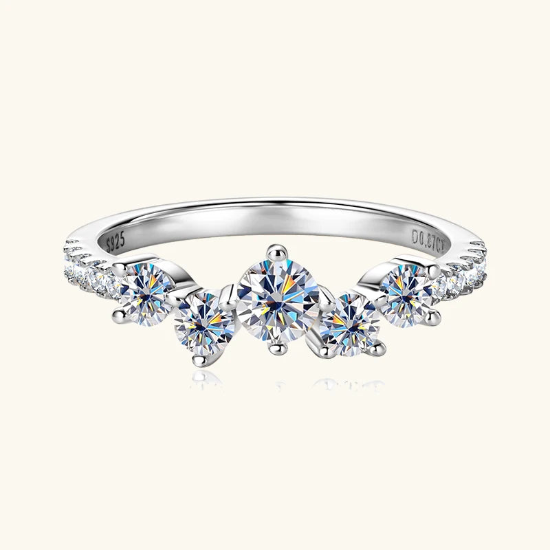 Anziw Real 4mm&3mm&1.6mm Moissanite Engagement Ring Delicate Wedding Rings 925 Silver for-losil
