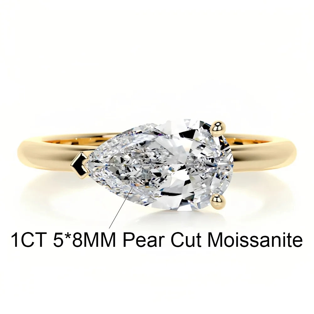 OEVAS 1/3/5CT Moissanite Solitaire Ring For Women 925 Silver Plated 18K Gold-losil