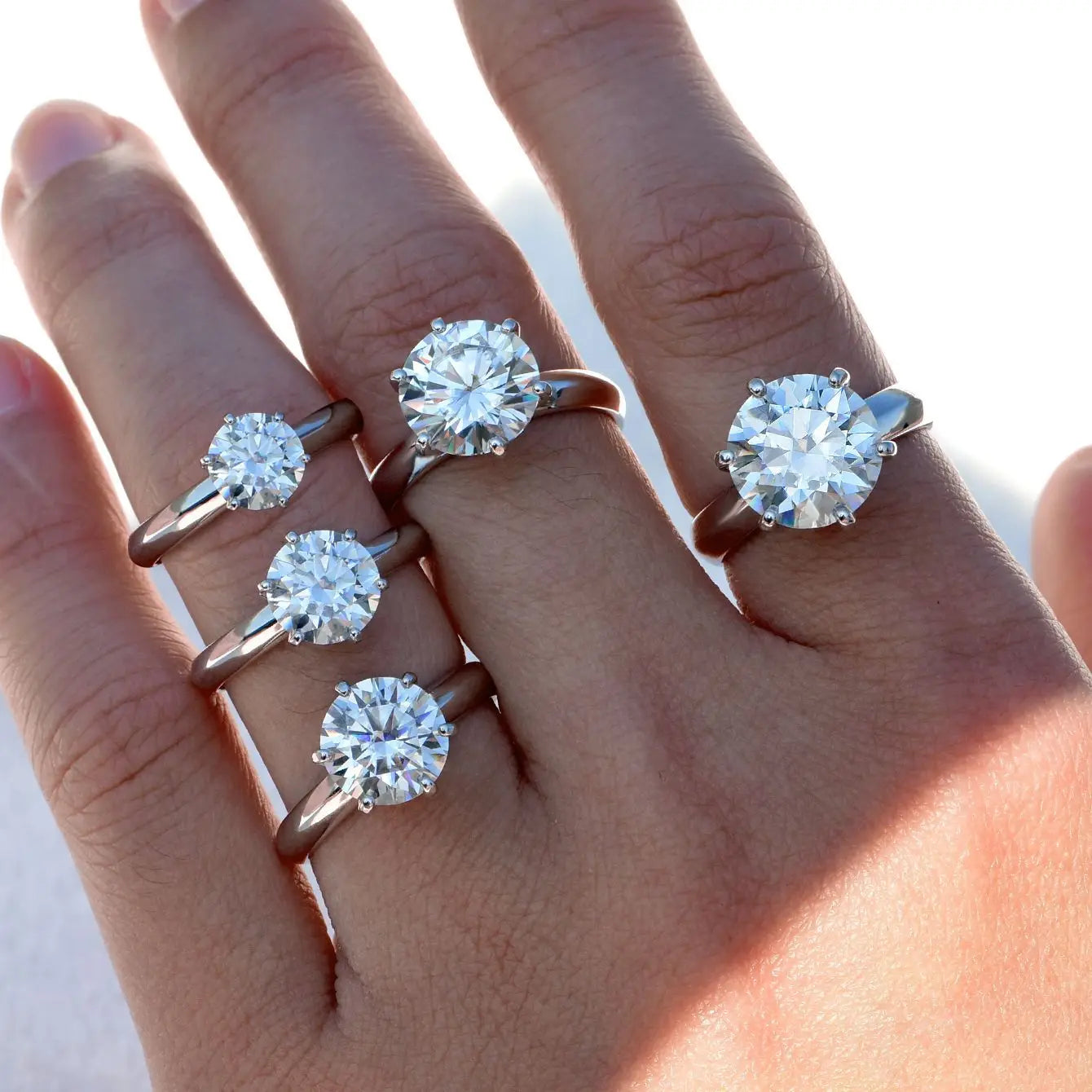 OEVAS 1-5CT D Color Round Moissanite Wedding Rings For Women 100% 925-losil