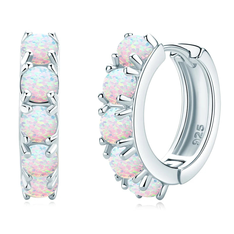Fresh Opal Drop Stud Earrings for Women 925 Sterling Silver Curved Bar-losil
