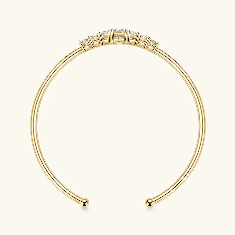 Anizw 1.0ct 6.5mm Round D Moissanite Bracelet Cuff for Women 925 Silver-losil
