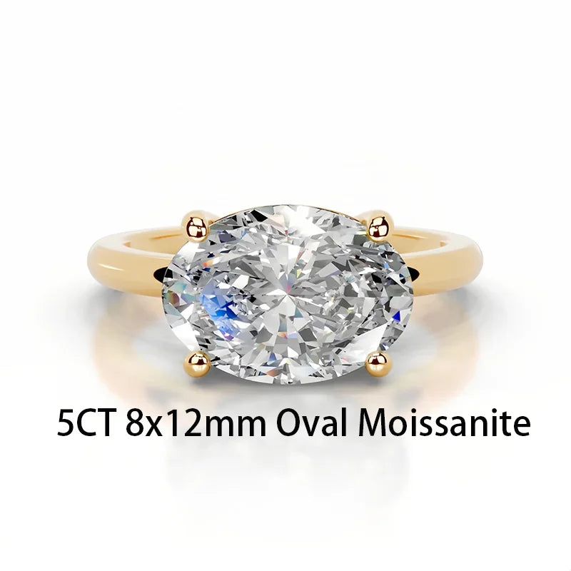 OEVAS 1/3/5CT Moissanite Solitaire Ring For Women 925 Silver Plated 18K Gold-losil