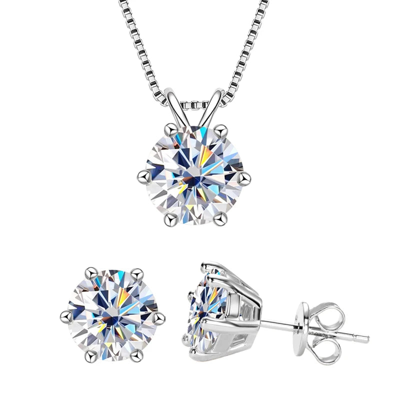 Anziw 18K Gold Plated Jewelry Set 3.0ctw D Color Round Moissanite Real-losil
