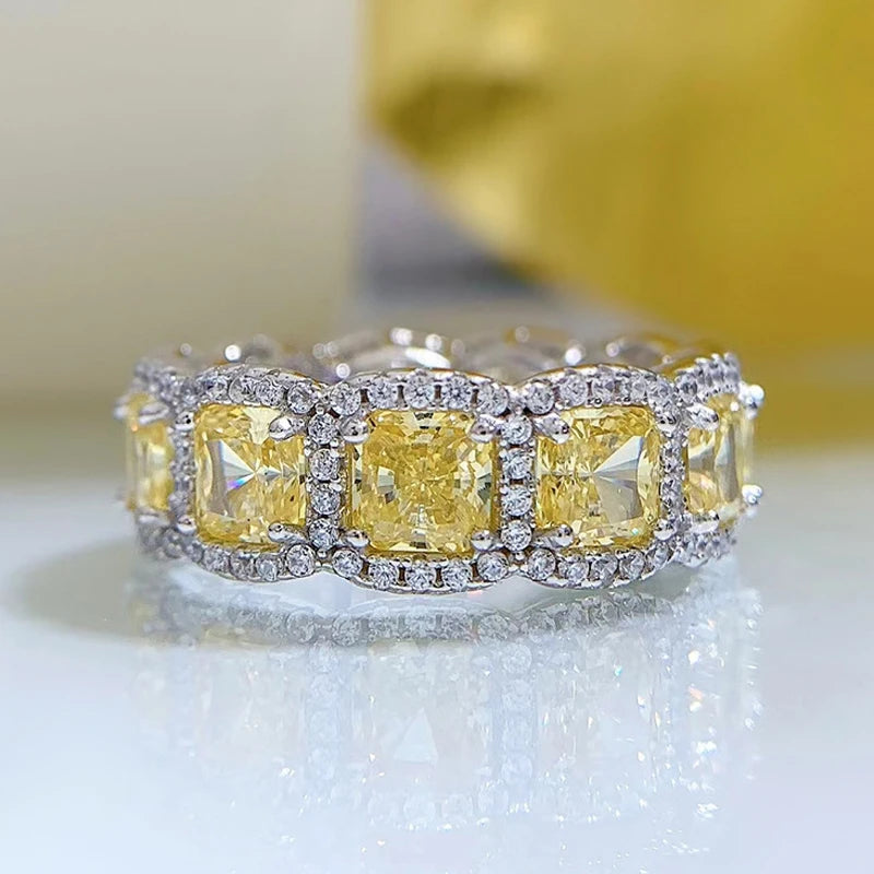 OEVAS 100% 925 Sterling Silver Sparkling 5*5mm Square Yellow Pink White High-losil