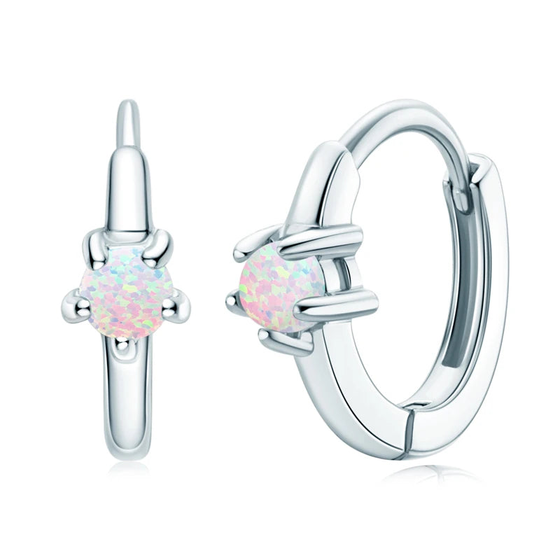 Fresh Opal Drop Stud Earrings for Women 925 Sterling Silver Curved Bar-losil