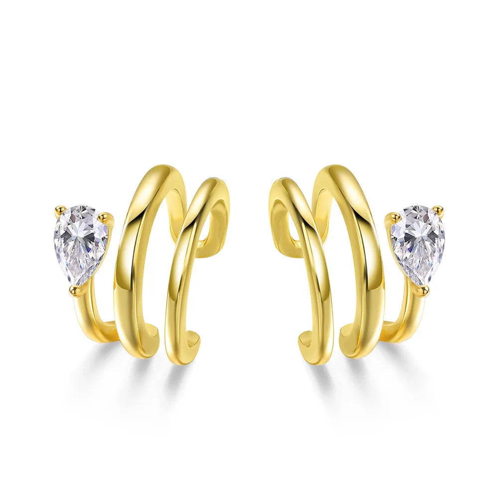 OEVAS 0.5CT 4X6MM Water Drop Moissanite Clip Earrings for Women Girls S925-losil