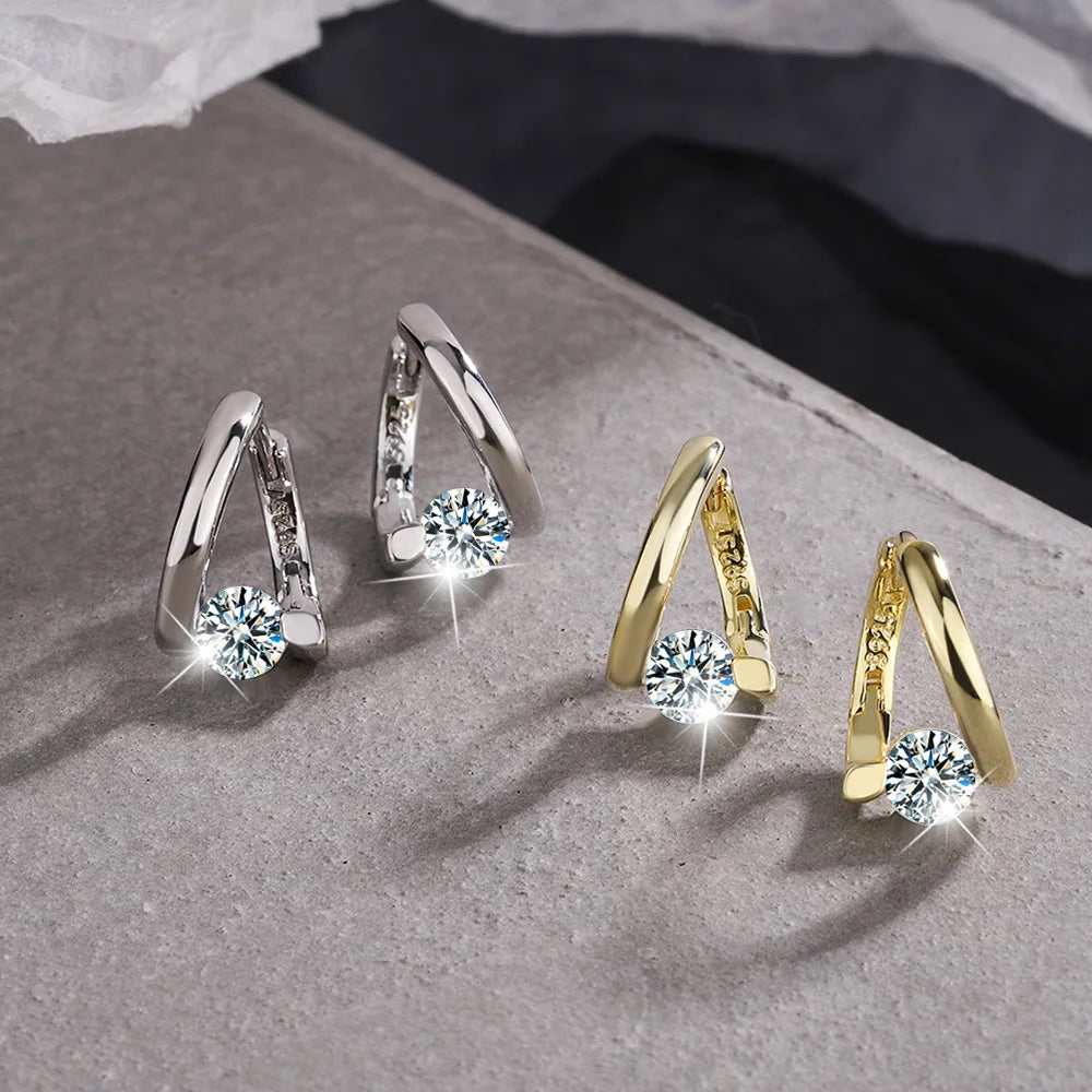 Anziw Korean Twist Hoops 1.0ct D Color Moissanite Earrings For Women Real-losil