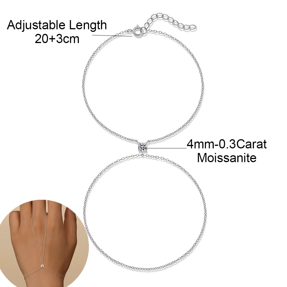 OEVAS 4mm Moissanite Ring Bracelet for Women S925 Sterling Silver D Color-losil