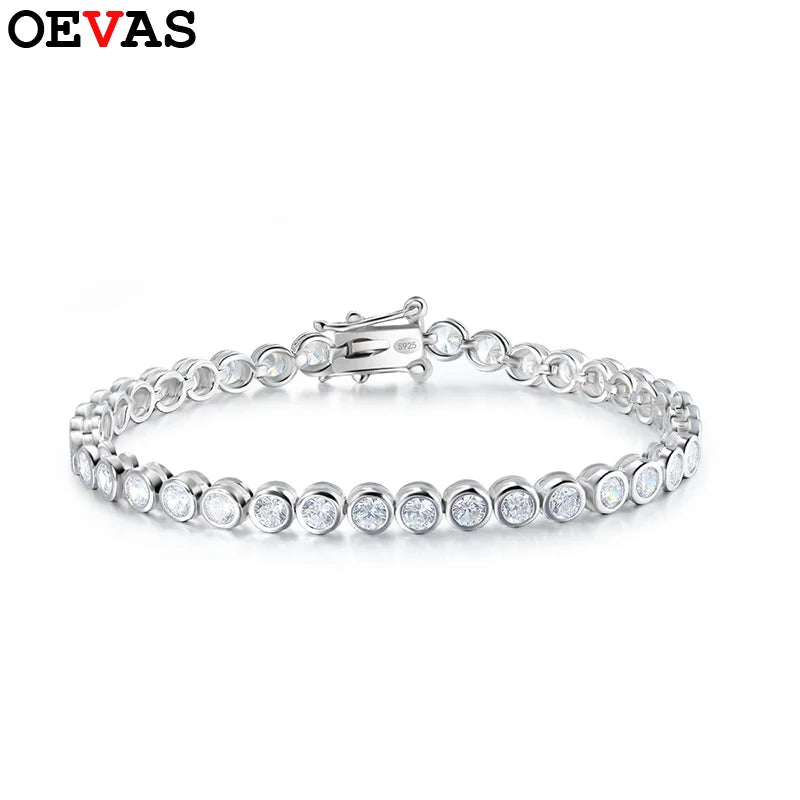 OEVAS 2mm Moissanite Bubble Tennis Bracelet For Women S925 Silver Sparkling Wedding-losil