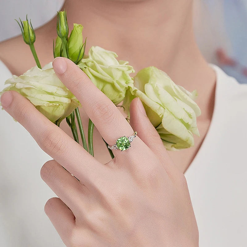 Huitan Light Green Cubic Zirconia Rings for Women Newly Designed Wedding Accessories-losil