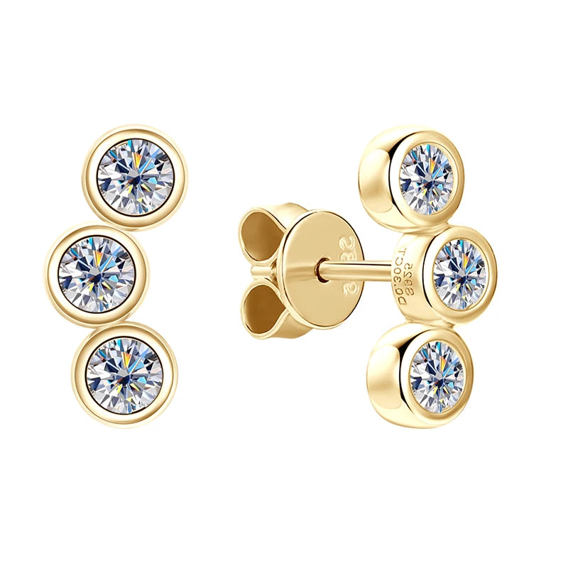 Anziw 4.5mm&4mm&3mm All Moissanite Earrings Climber for Women Men 925 Silver Stud-losil