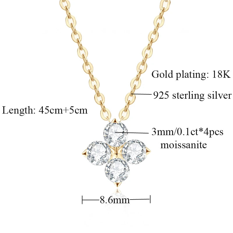 OEVAS 100% 925 Sterling Silver 0.4CT Moissanite Diamond Pendant Necklace For Women-losil