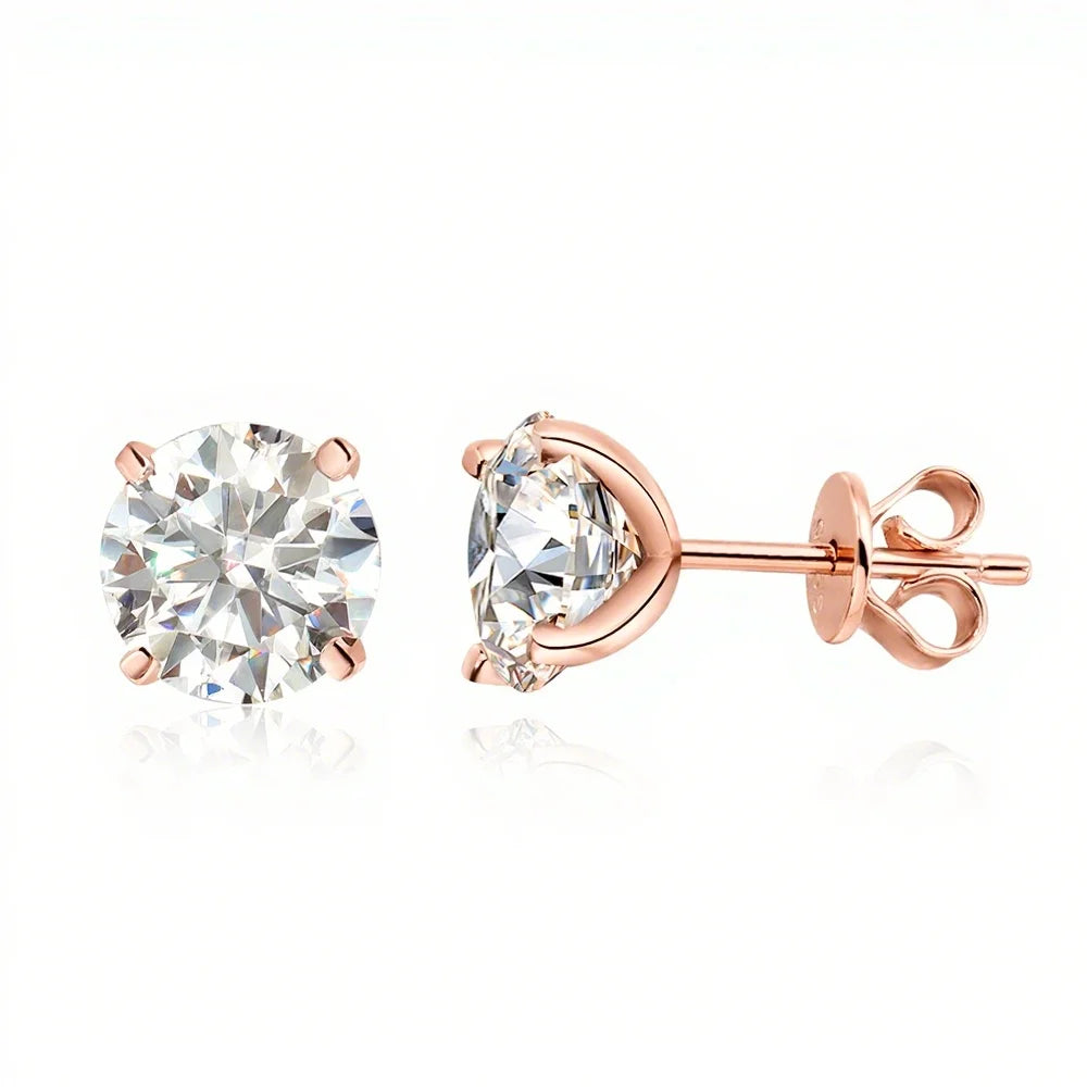 OEVAS Real 0.2CT-3CT D Color Moissanite Four Claws Stud Earrings For Women-losil