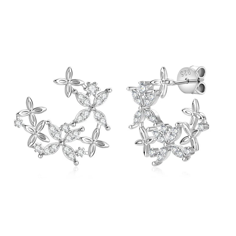 OEVAS 1.3MM 2MM Total 0.46CT Moissanite Uneven Stud Earrings 100% 925 Sterling-losil