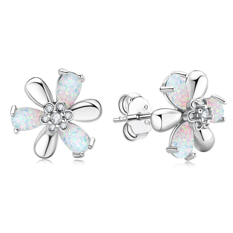Fresh Opal Drop Stud Earrings for Women 925 Sterling Silver Curved Bar-losil
