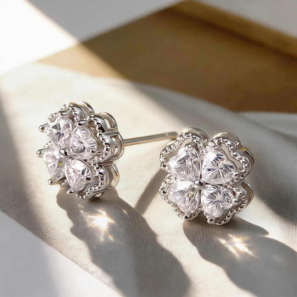 OEVAS 0.8cttw Heart Cut Full Moissanite Earrings For Women 925 Sterling Silver-losil