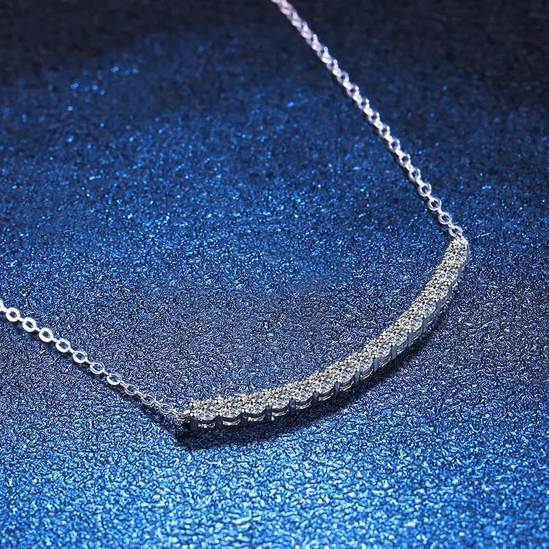 OEVAS 100% 925 Sterling Silver 1CT D Color Full Moissanite Smile Necklace-losil