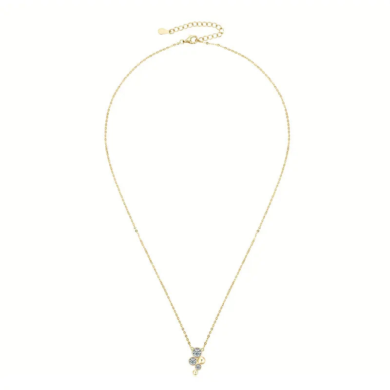Anziw 925 Silver 5mm&4mm&3mm D-E Round Moissanite Pendant Necklace for Women Adjustable-losil
