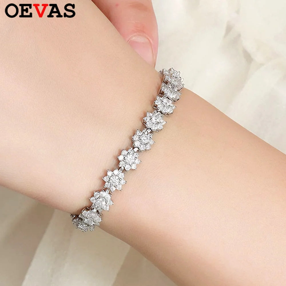 OEVAS Full Moissanite Tennis Bracelet For Woman S925 Silver Certified Lab Diamond-losil
