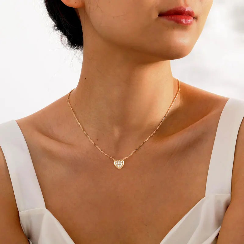 Anziw Love Heart Full Moissanite Solitaire Pendant Necklace for Women 925 Silver-losil