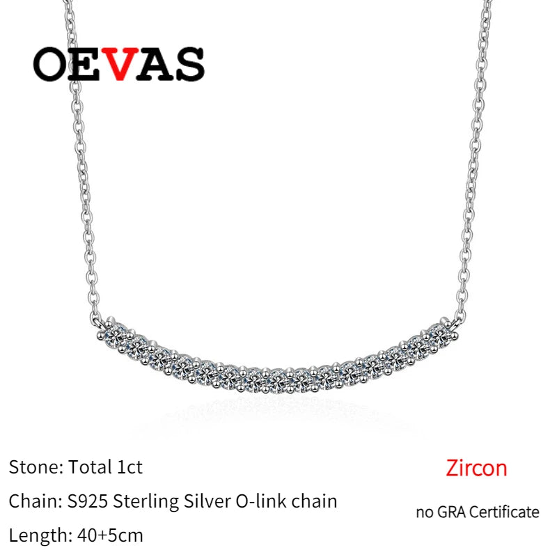 OEVAS 100% 925 Sterling Silver 1CT D Color Full Moissanite Smile Necklace-losil