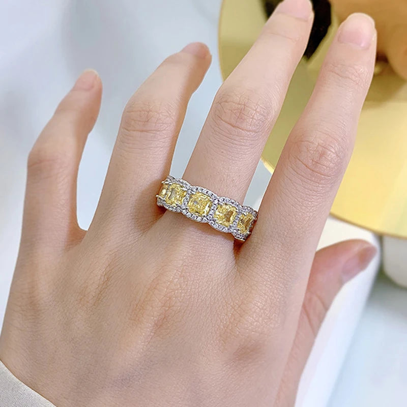 OEVAS 100% 925 Sterling Silver Sparkling 5*5mm Square Yellow Pink White High-losil