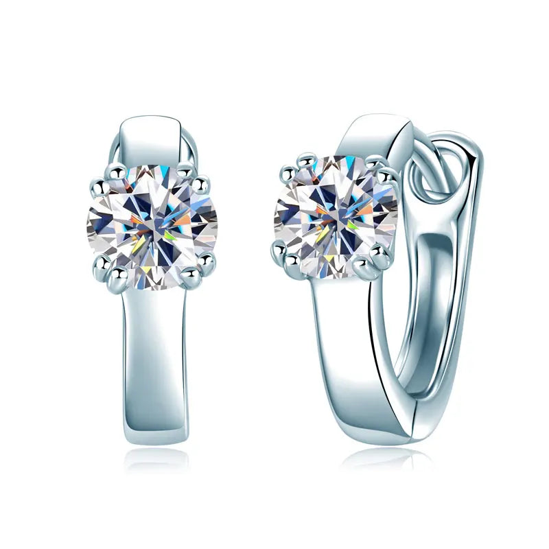 Anziw 5mm 0.5CT D Moissanite Earrings Small Hoops for Women Real 925-losil
