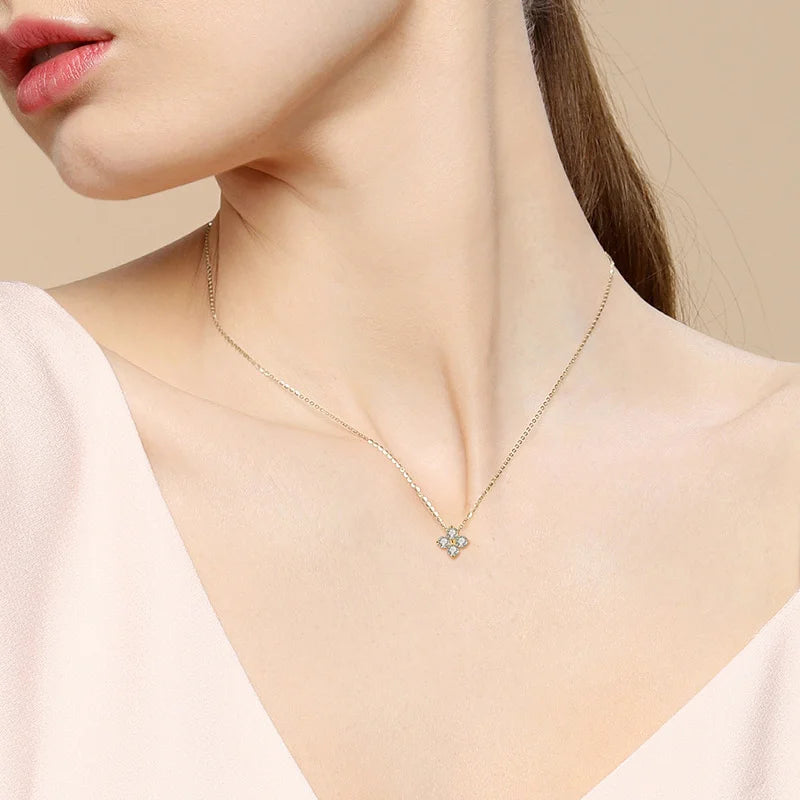 OEVAS 100% 925 Sterling Silver 0.4CT Moissanite Diamond Pendant Necklace For Women-losil