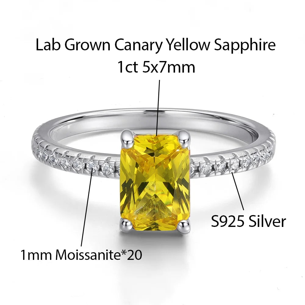 OEVAS 1CT Lab Grown Ruby/Yellow Sapphire/Emerald Ring S925 Sterling Silver with Moissanite-losil