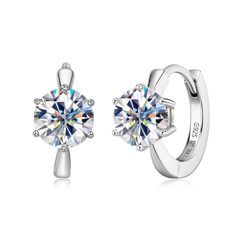 2025 New 2.0cttw D Moissanite Hoop Huggie Earrings for Women 925 Silver-losil