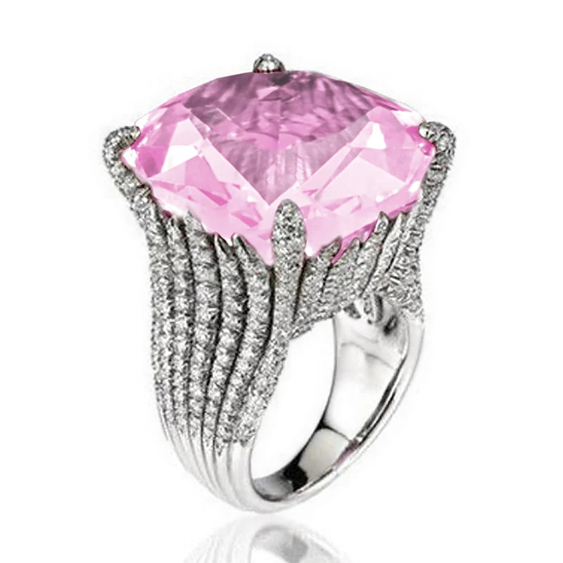 Huitan Gorgeous Square Dark Red Cubic Zirconia Rings for Women Wedding Engagement-losil