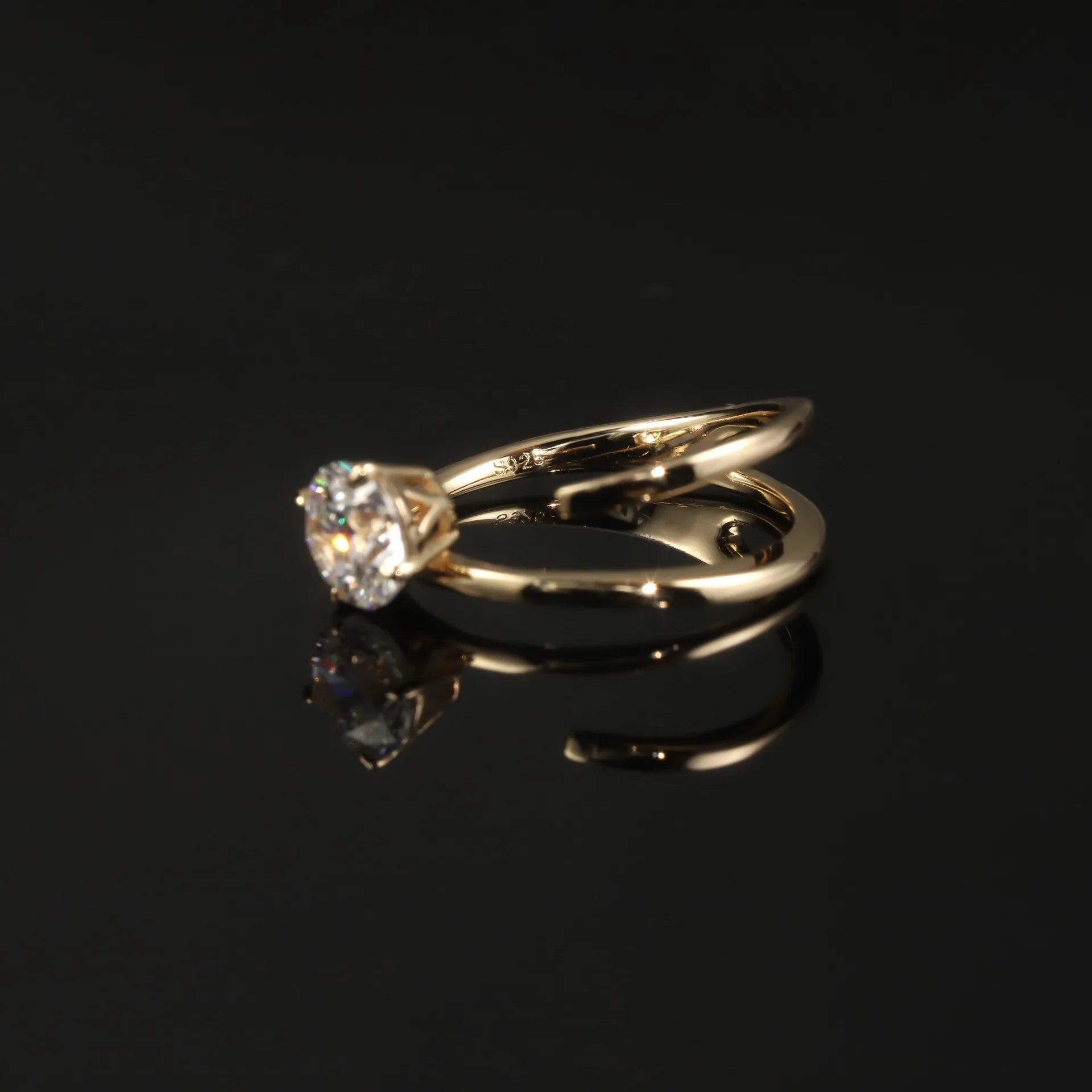 OEVAS 1CT 6.5MM Round Moissanite Rings for Women S925 Silver plated 18K-losil