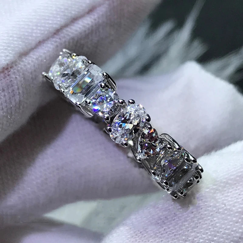 ANZIW Luxury 925 Sterling Silver Band Rings Women Engagement Simulated Diamond Wedding-losil