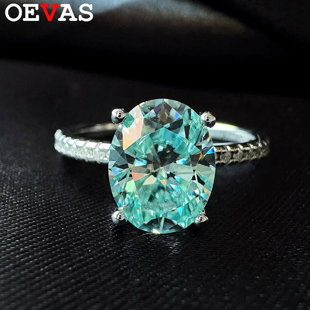 OEVAS 1CT 2CT Oval Blue Moissanite Rings Can Pass Diamond Test For-losil