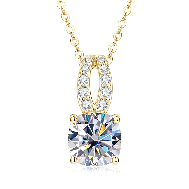 Anziw New 2.5CT D Moissanite Pendant Necklace for Women 8x8mm Cushion Cut-losil